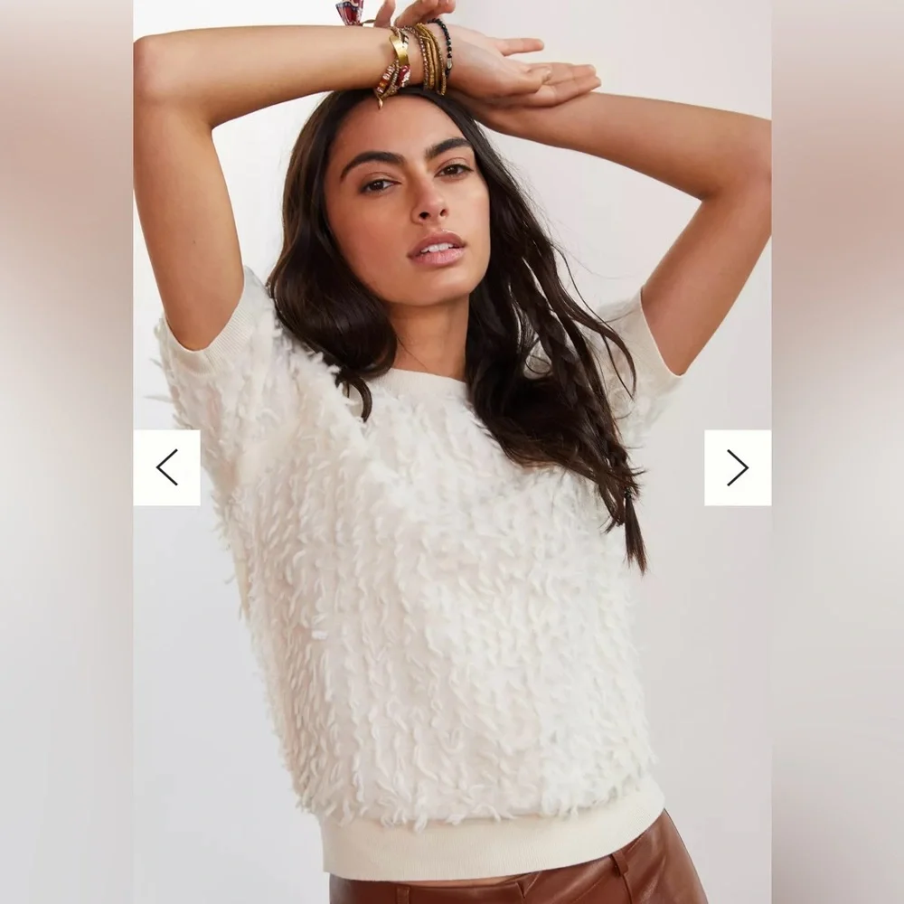 Anthropology Maeve Scottie Textured  wool Sweater Tee, size Small - Picture 5 of 12